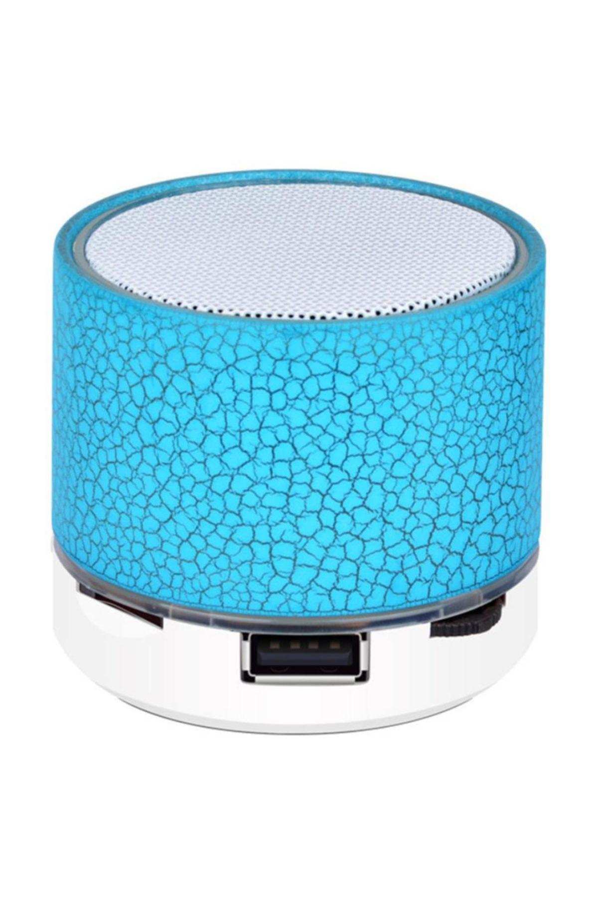 Işıklı Bluetooth Mini Hoparlör Ses Bombası-Mavi