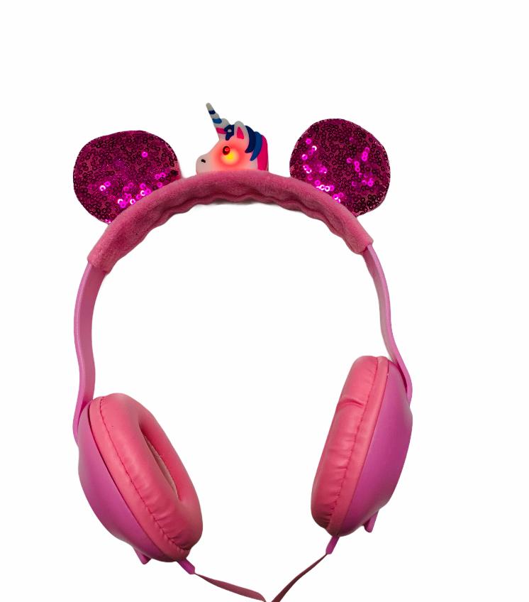 Unicorn  Peluş Stereo Kablolu Kulaklık -Pembe